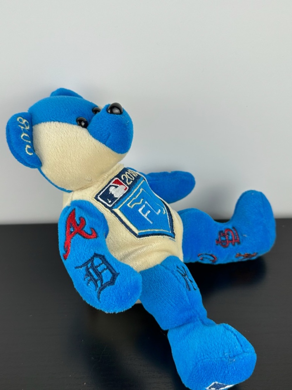 Foco MLB Rare 2018 Baseball Logo Teddy Bear 8" Blue & White Plush Stuffed Animal - Picture 3 of 6